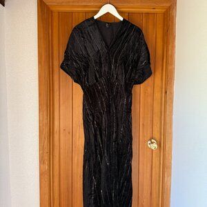 Antrhopologie Sparkle Black Velvet Dress V Neck